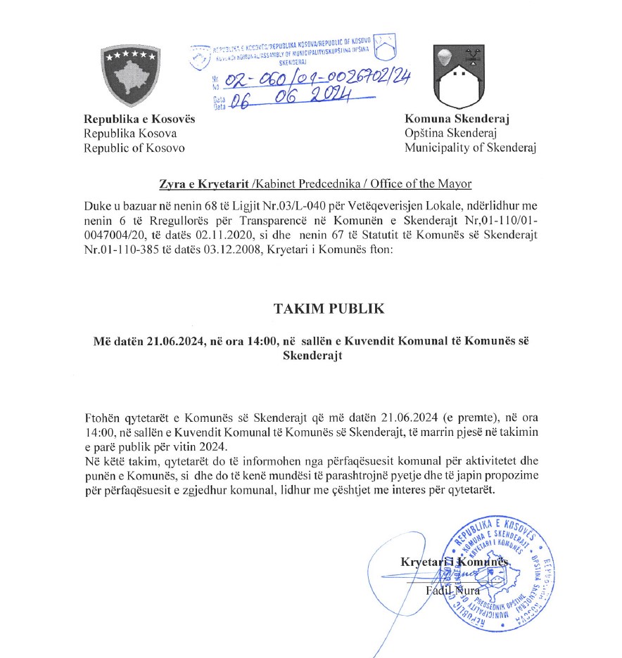 akimi i parë nga dy të tillë brenda vitit, i Kryetarit Nura me qytetarë!
