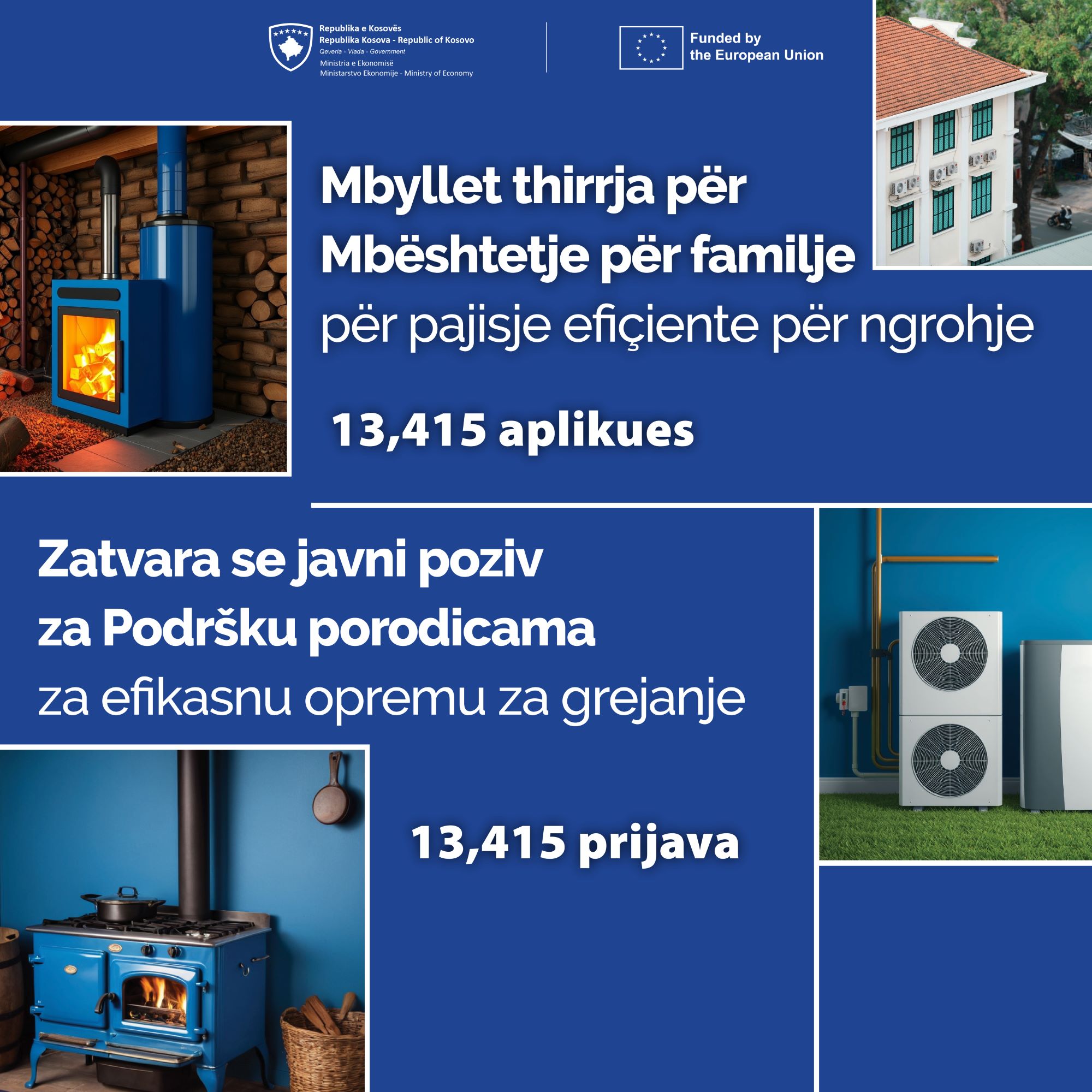 Zatvoren poziv za dodelu subvencija za efikasnu grejnu opremu